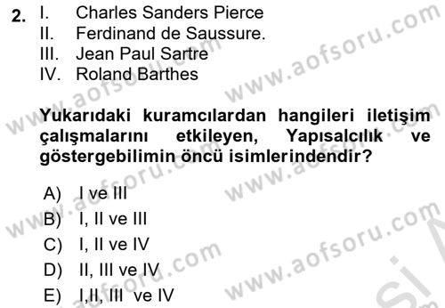İletişim Sosyolojisi Dersi 2022 - 2023 Yılı Yaz Okulu Sınav Soruları 2. Soru