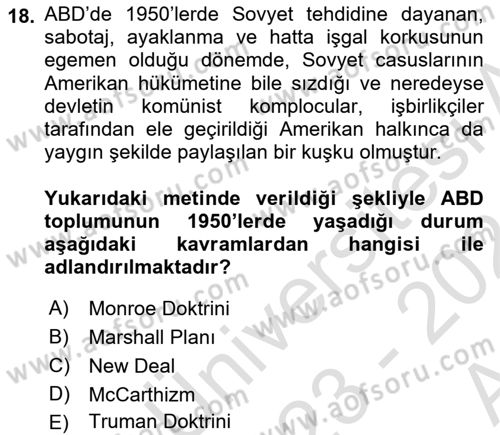 İletişim Sosyolojisi Dersi Ara Sınavı Deneme Sınav Soruları 18. Soru