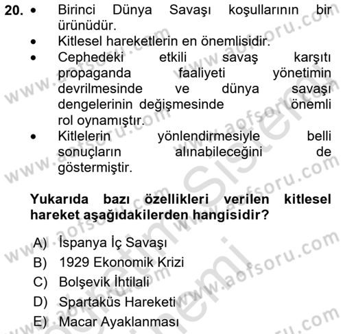 İletişim Sosyolojisi Dersi 2023 - 2024 Yılı (Vize) Ara Sınav Soruları 20. Soru