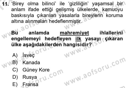 İletişim Sosyolojisi Dersi 2023 - 2024 Yılı (Final) Dönem Sonu Sınav Soruları 11. Soru