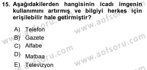 İletişim Sosyolojisi Dersi 2023 - 2024 Yılı (Final) Dönem Sonu Sınav Soruları 15. Soru