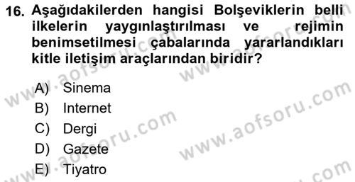 İletişim Sosyolojisi Dersi Ara Sınavı Deneme Sınav Soruları 16. Soru