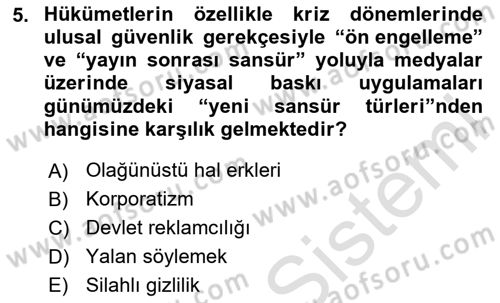 İletişim Sosyolojisi Dersi 2024 - 2025 Yılı (Final) Dönem Sonu Sınav Soruları 5. Soru