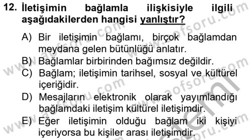 Medya Sosyolojisi Dersi 2012 - 2013 Yılı (Vize) Ara Sınav Soruları 12. Soru
