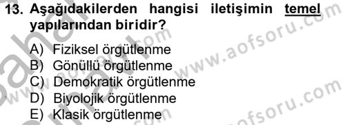 Medya Sosyolojisi Dersi 2012 - 2013 Yılı (Vize) Ara Sınav Soruları 13. Soru