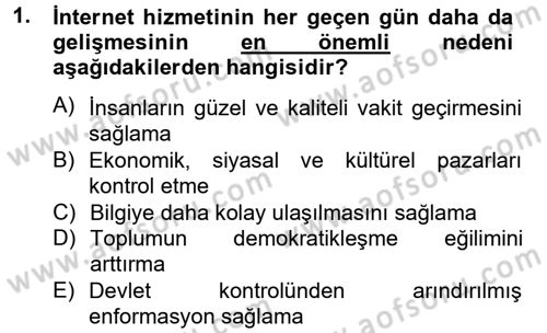 Medya Sosyolojisi Dersi 2012 - 2013 Yılı (Final) Dönem Sonu Sınav Soruları 1. Soru