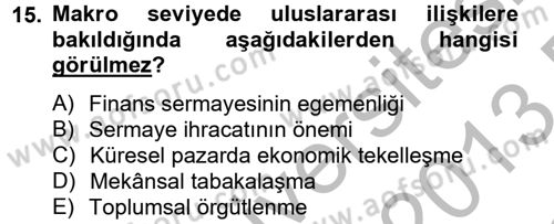 Medya Sosyolojisi Dersi 2012 - 2013 Yılı (Final) Dönem Sonu Sınav Soruları 15. Soru