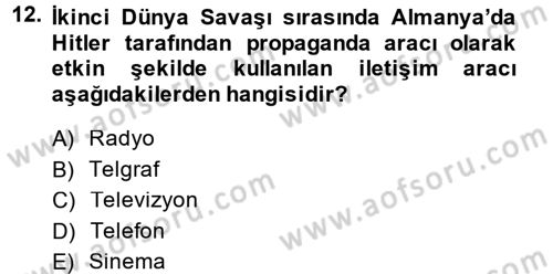 Medya Sosyolojisi Dersi 2013 - 2014 Yılı (Final) Dönem Sonu Sınav Soruları 12. Soru