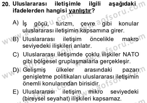 Medya Sosyolojisi Dersi 2013 - 2014 Yılı (Final) Dönem Sonu Sınav Soruları 20. Soru