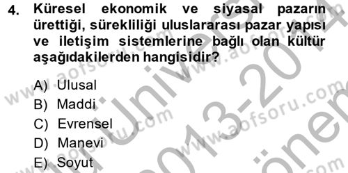 Medya Sosyolojisi Dersi 2013 - 2014 Yılı (Final) Dönem Sonu Sınav Soruları 4. Soru