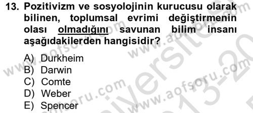 Medya Sosyolojisi Dersi 2013 - 2014 Yılı Tek Ders Sınav Soruları 13. Soru