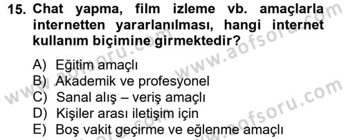 Medya Sosyolojisi Dersi 2013 - 2014 Yılı Tek Ders Sınav Soruları 15. Soru