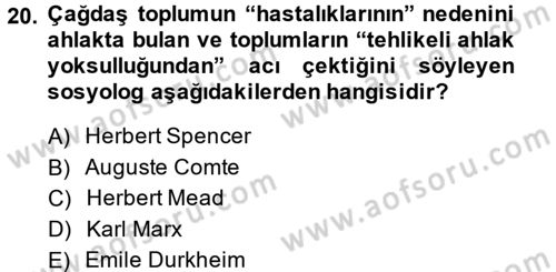 Medya Sosyolojisi Dersi 2013 - 2014 Yılı Tek Ders Sınav Soruları 20. Soru
