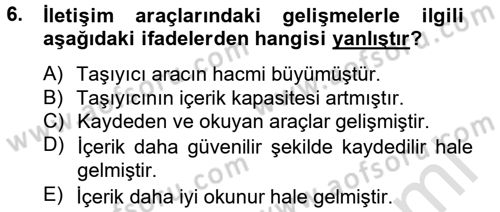 Medya Sosyolojisi Dersi 2013 - 2014 Yılı Tek Ders Sınav Soruları 6. Soru