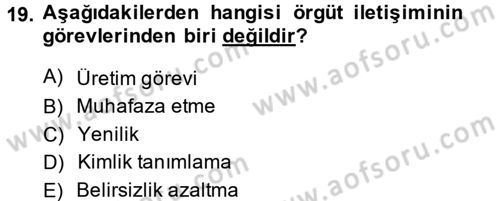 Medya Sosyolojisi Dersi 2014 - 2015 Yılı (Vize) Ara Sınavı 19. Soru