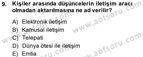 Medya Sosyolojisi Dersi 2014 - 2015 Yılı (Vize) Ara Sınavı 9. Soru