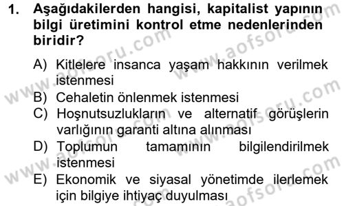 Medya Sosyolojisi Dersi 2014 - 2015 Yılı (Final) Dönem Sonu Sınav Soruları 1. Soru