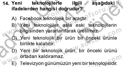Medya Sosyolojisi Dersi 2014 - 2015 Yılı (Final) Dönem Sonu Sınav Soruları 14. Soru