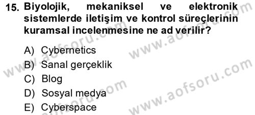 Medya Sosyolojisi Dersi 2014 - 2015 Yılı (Final) Dönem Sonu Sınav Soruları 15. Soru