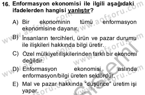 Medya Sosyolojisi Dersi 2014 - 2015 Yılı (Final) Dönem Sonu Sınav Soruları 16. Soru