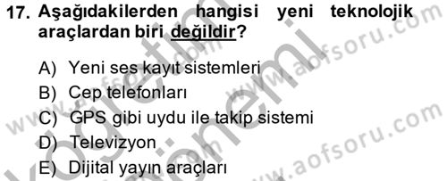 Medya Sosyolojisi Dersi 2014 - 2015 Yılı (Final) Dönem Sonu Sınav Soruları 17. Soru