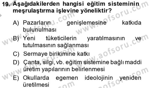 Medya Sosyolojisi Dersi 2014 - 2015 Yılı (Final) Dönem Sonu Sınav Soruları 19. Soru