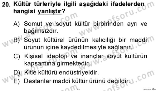 Medya Sosyolojisi Dersi 2014 - 2015 Yılı (Final) Dönem Sonu Sınav Soruları 20. Soru