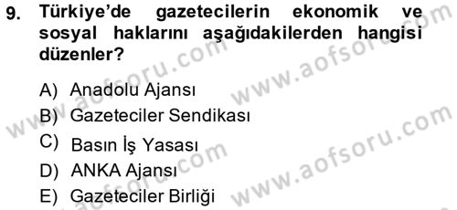 Medya Sosyolojisi Dersi 2014 - 2015 Yılı (Final) Dönem Sonu Sınav Soruları 9. Soru