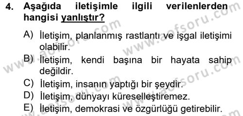 Medya Sosyolojisi Dersi 2014 - 2015 Yılı Tek Ders Sınav Soruları 4. Soru