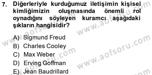 Medya Sosyolojisi Dersi 2014 - 2015 Yılı Tek Ders Sınav Soruları 7. Soru