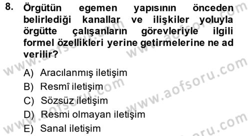 Medya Sosyolojisi Dersi 2014 - 2015 Yılı Tek Ders Sınav Soruları 8. Soru