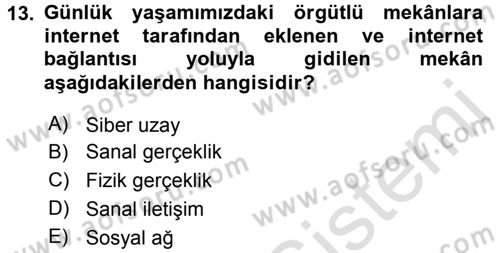 Medya Sosyolojisi Dersi 2015 - 2016 Yılı (Final) Dönem Sonu Sınav Soruları 13. Soru