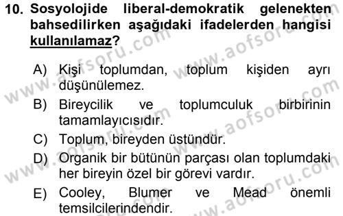 Medya Sosyolojisi Dersi 2015 - 2016 Yılı Tek Ders Sınav Soruları 10. Soru