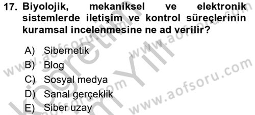 Medya Sosyolojisi Dersi 2016 - 2017 Yılı 3 Ders Sınavı 17. Soru