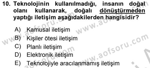 Medya Sosyolojisi Dersi 2016 - 2017 Yılı (Vize) Ara Sınavı 10. Soru