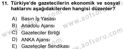 Medya Sosyolojisi Dersi 2017 - 2018 Yılı 3 Ders Sınav Soruları 11. Soru