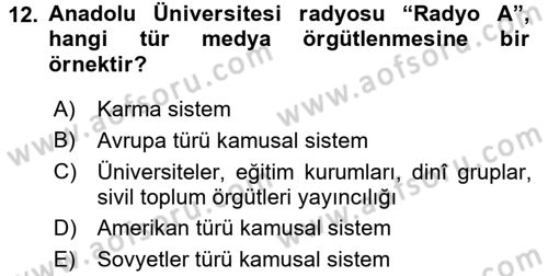 Medya Sosyolojisi Dersi 2017 - 2018 Yılı 3 Ders Sınav Soruları 12. Soru