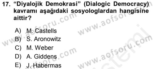 Medya Sosyolojisi Dersi 2017 - 2018 Yılı 3 Ders Sınav Soruları 17. Soru