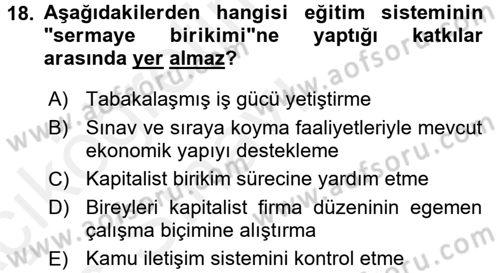 Medya Sosyolojisi Dersi 2017 - 2018 Yılı 3 Ders Sınav Soruları 18. Soru
