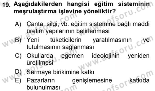 Medya Sosyolojisi Dersi 2017 - 2018 Yılı 3 Ders Sınav Soruları 19. Soru