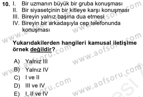 Medya Sosyolojisi Dersi 2017 - 2018 Yılı (Vize) Ara Sınav Soruları 10. Soru