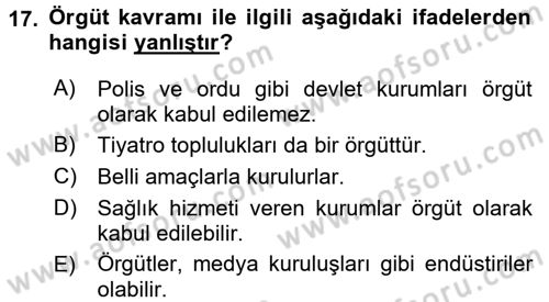 Medya Sosyolojisi Dersi 2017 - 2018 Yılı (Vize) Ara Sınavı 17. Soru