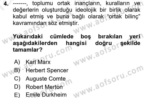 Medya Sosyolojisi Dersi 2017 - 2018 Yılı (Vize) Ara Sınav Soruları 4. Soru
