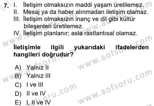 Medya Sosyolojisi Dersi 2017 - 2018 Yılı (Vize) Ara Sınav Soruları 7. Soru