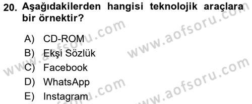 Medya Sosyolojisi Dersi 2017 - 2018 Yılı (Final) Dönem Sonu Sınav Soruları 20. Soru