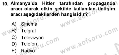 Medya Sosyolojisi Dersi 2018 - 2019 Yılı 3 Ders Sınavı 10. Soru