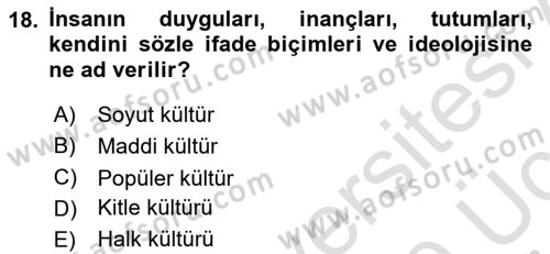 Medya Sosyolojisi Dersi 2018 - 2019 Yılı 3 Ders Sınavı 18. Soru