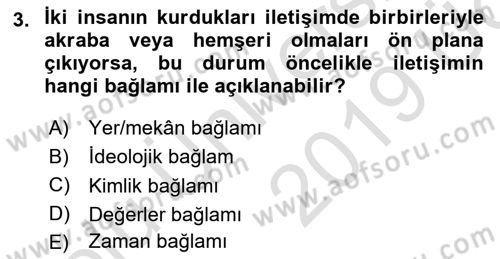 Medya Sosyolojisi Dersi 2018 - 2019 Yılı 3 Ders Sınavı 3. Soru