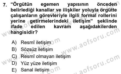 Medya Sosyolojisi Dersi 2018 - 2019 Yılı 3 Ders Sınavı 7. Soru