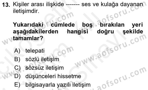 Medya Sosyolojisi Dersi 2018 - 2019 Yılı (Vize) Ara Sınavı 13. Soru